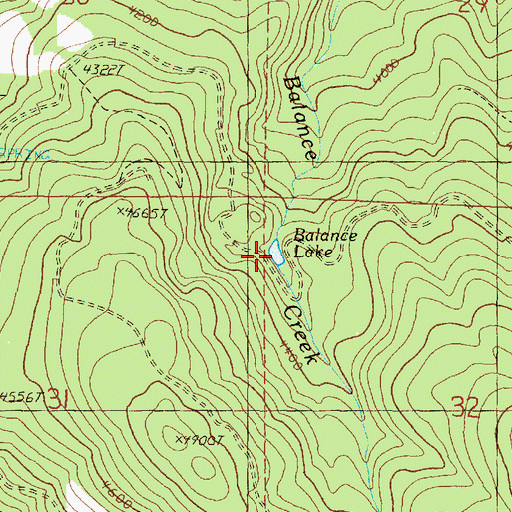 Topographic Map of Balance Lake, OR