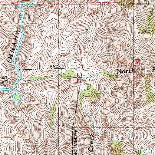 Topographic Map of North Fork Basin Creek, OR