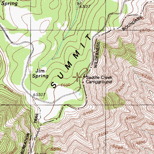 Topographic Map of Saddle Creek Recreation Site, OR