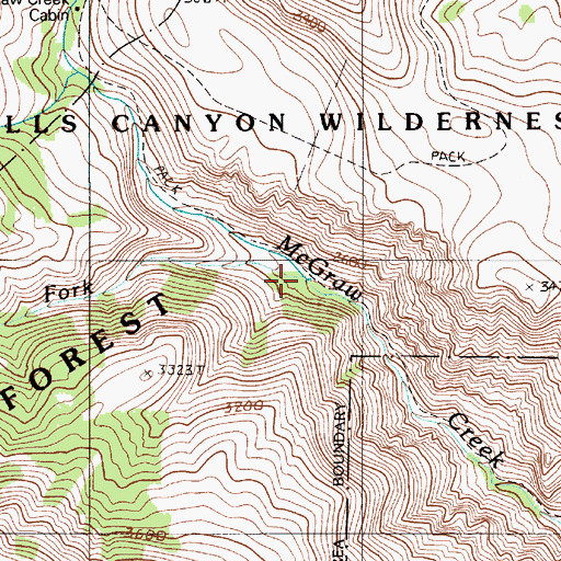 Topographic Map of South Fork McGraw Creek, OR
