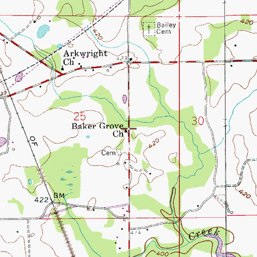 Topographic Map of Baker Grove Church, AL