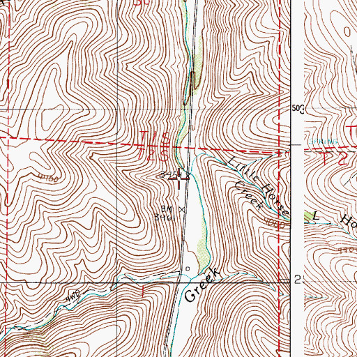 Topographic Map of Little Horse Creek, OR