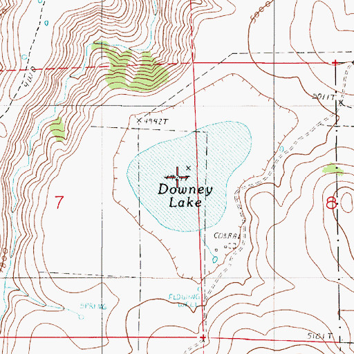 Topographic Map of Downey Lake, OR