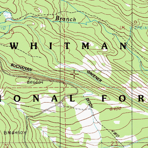 Topographic Map of Greener Ditch, OR