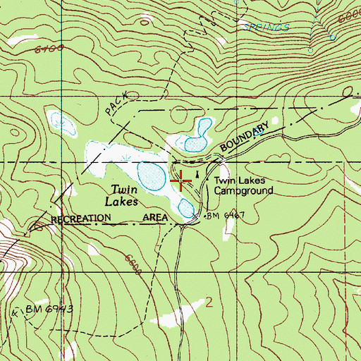 Topographic Map of Twin Lakes Recreation Site, OR