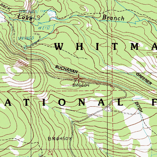 Topographic Map of Buchanan Ditch, OR