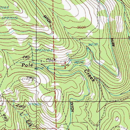 Topographic Map of Huff Ditch, OR