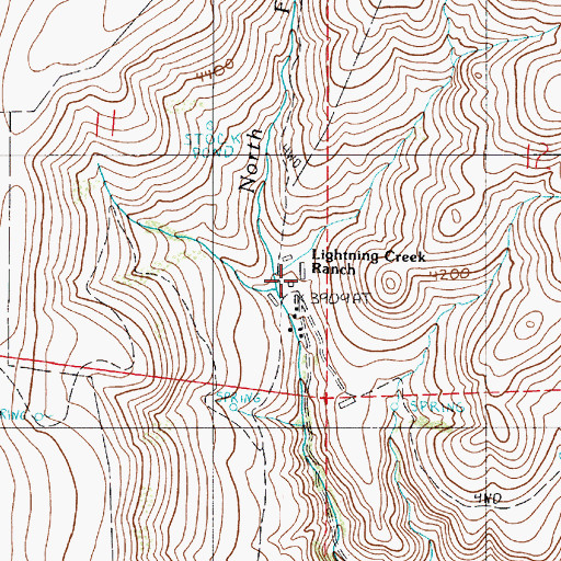 Topographic Map of Lightning Creek Ranch, OR