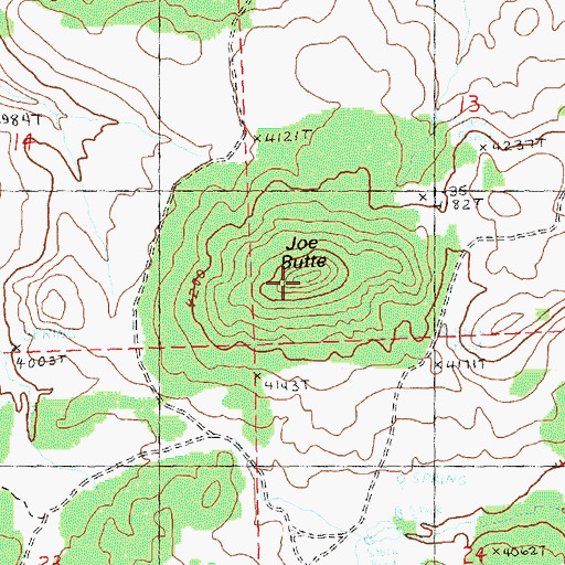 Topographic Map of Joe Butte, OR