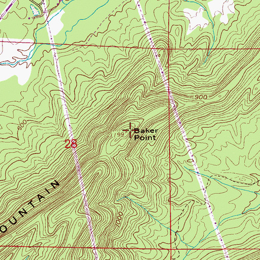 Topographic Map of Baker Point, AL