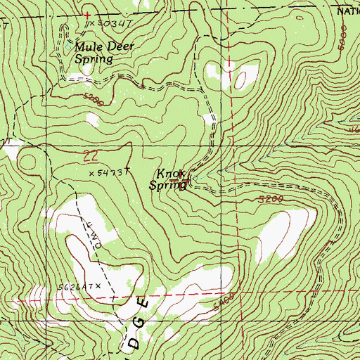 Topographic Map of Knox Spring, OR