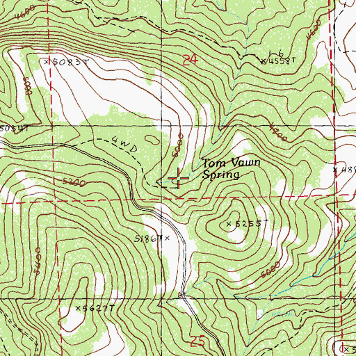 Topographic Map of Tom Vawn Spring, OR