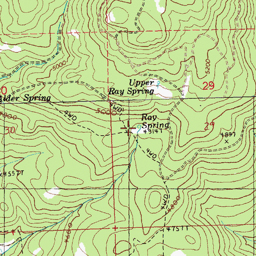 Topographic Map of Ray Spring, OR