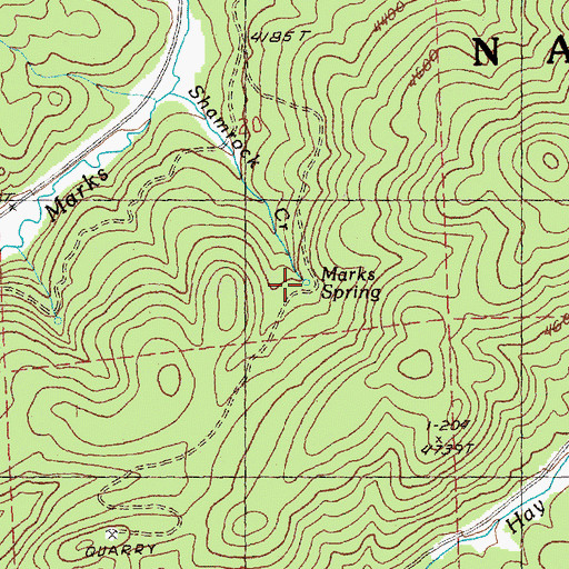 Topographic Map of Marks Spring, OR