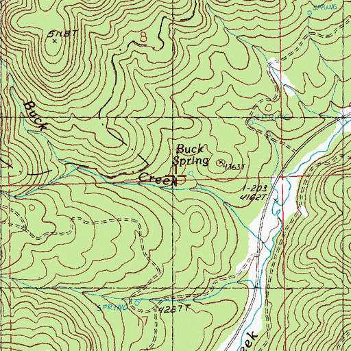 Topographic Map of Buck Spring, OR