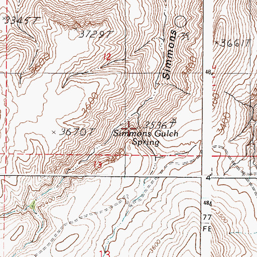 Topographic Map of Simmons Gulch Spring, OR