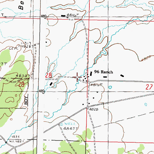 Topographic Map of Ninety-Six Ranch, OR