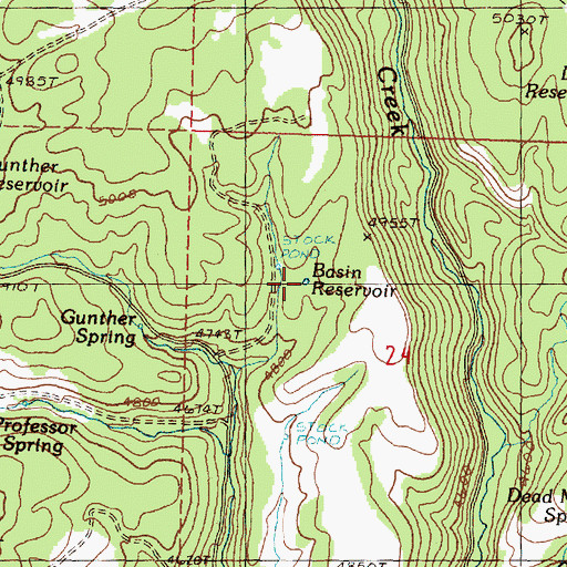 Topographic Map of Basin Reservoir, OR