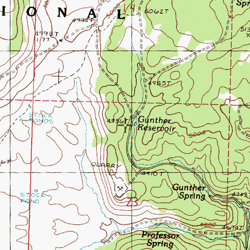 Topographic Map of Gunther Reservoir, OR