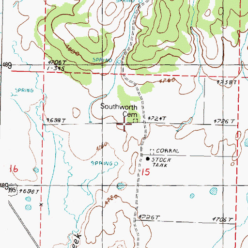 Topographic Map of Southworth Cemetery, OR
