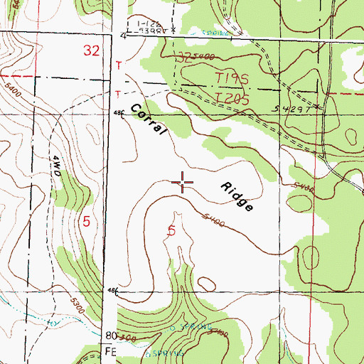 Topographic Map of Corral Ridge, OR