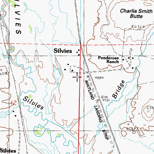 Topographic Map of Ponderosa Ranch Airport, OR