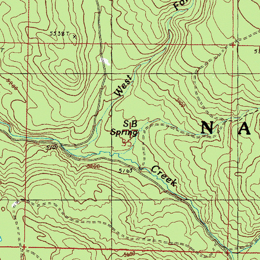 Topographic Map of S B Spring, OR