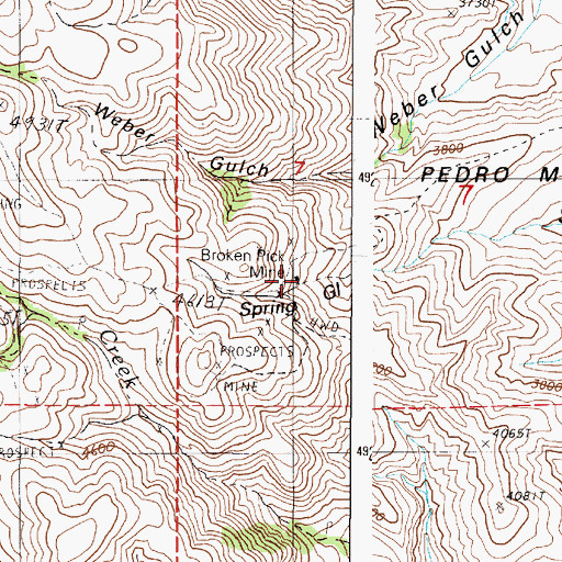 Topographic Map of Broken Pick Mine, OR