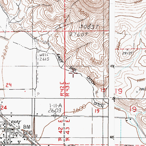 Topographic Map of East Side Ditch, OR