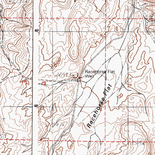 Topographic Map of Racehorse Well, OR