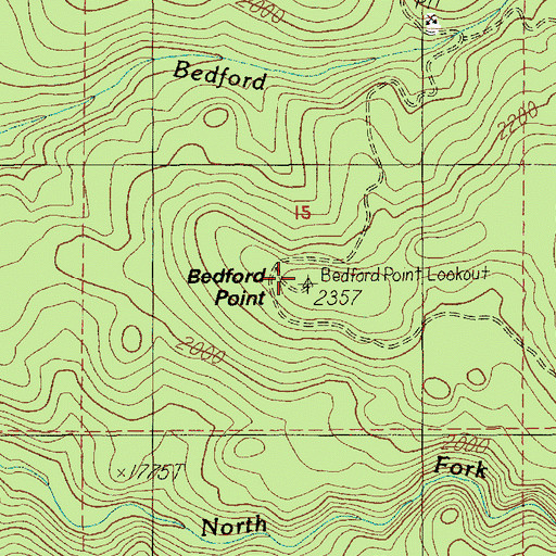 Topographic Map of Bedford Point Lookout, OR