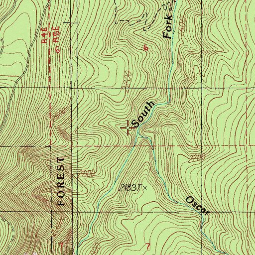 Topographic Map of Oscar Creek, OR