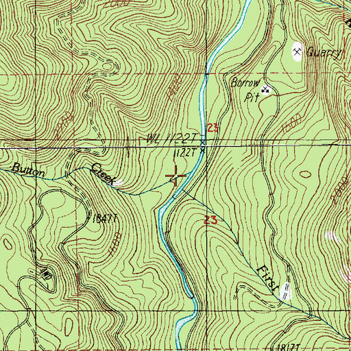 Topographic Map of Button Creek, OR