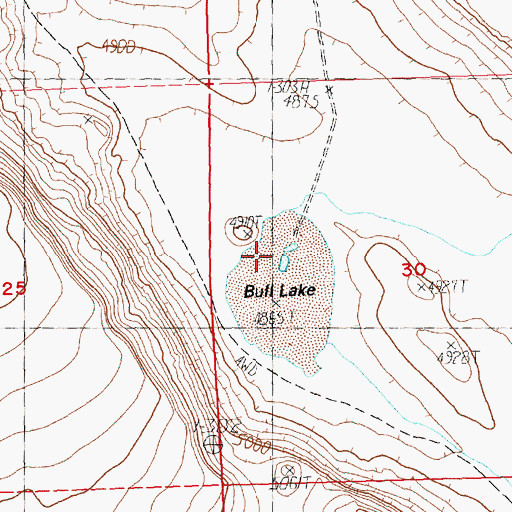 Topographic Map of Bull Lake, OR