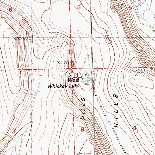 Topographic Map of West Whiskey Lake, OR