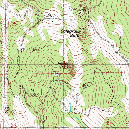 Topographic Map of Indian Rock, OR