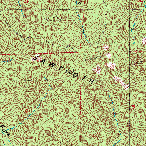 Topographic Map of Sawtooth Ridge, OR