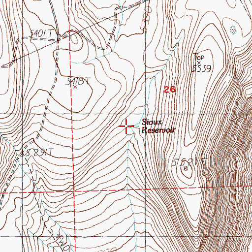 Topographic Map of Sioux Reservoir, OR