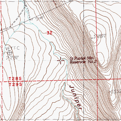 Topographic Map of Saint Patrick Mountain Reservoir Number Two, OR