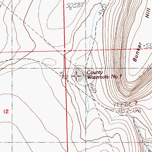 Topographic Map of County Waterhole Number 7, OR