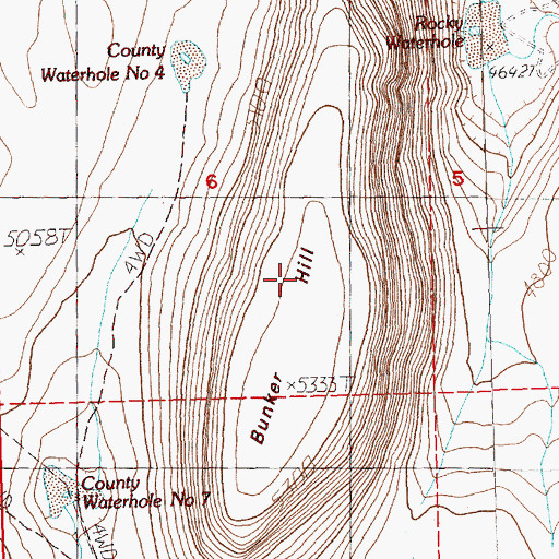 Topographic Map of Bunker Hill, OR