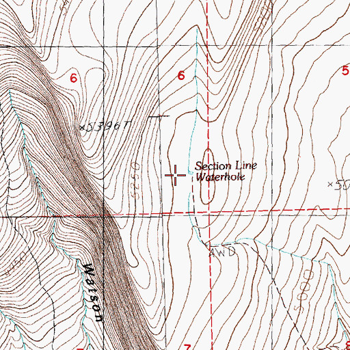 Topographic Map of Section Line Waterhole, OR