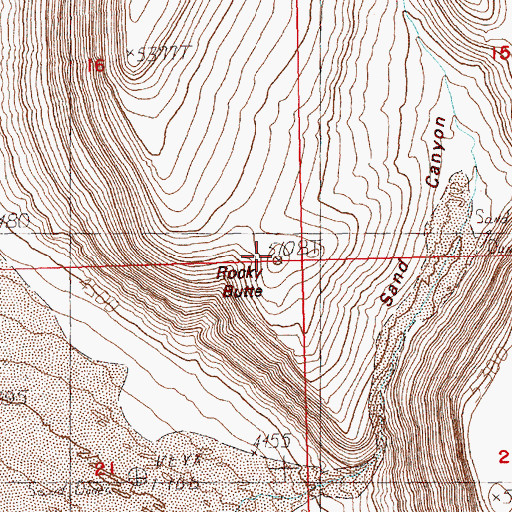 Topographic Map of Rocky Butte, OR