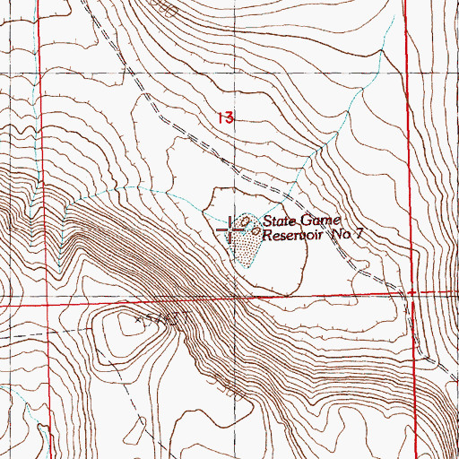 Topographic Map of State Game Reservoir Number 7, OR
