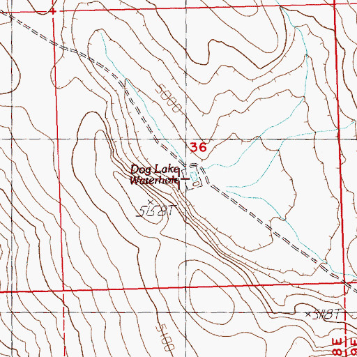 Topographic Map of Dog Lake Waterhole, OR