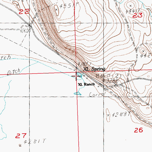 Topographic Map of XL Spring, OR
