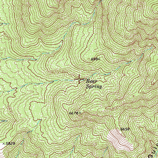 Topographic Map of Bear Spring, AZ
