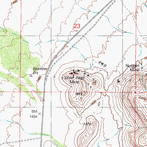 Topographic Map of Silver Reef Mine, AZ