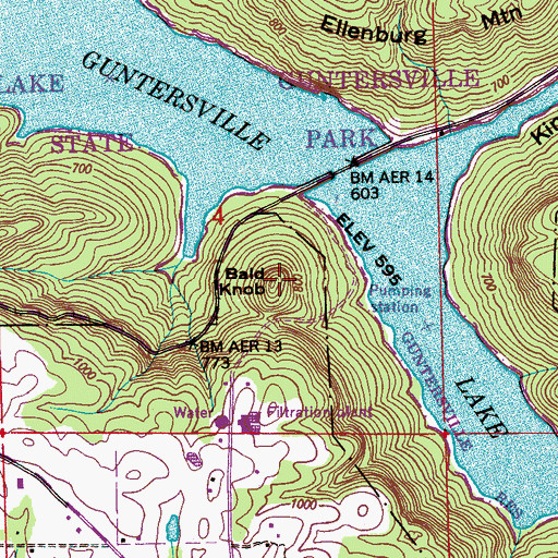 Topographic Map of Bald Knob, AL