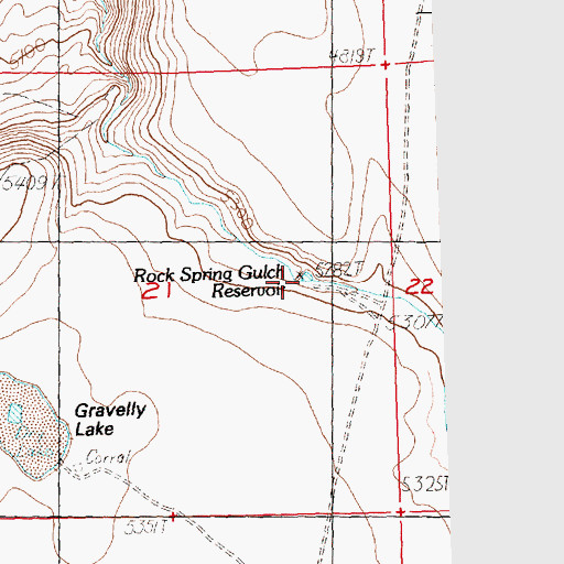 Topographic Map of Rock Spring Gulch Reservoir, OR